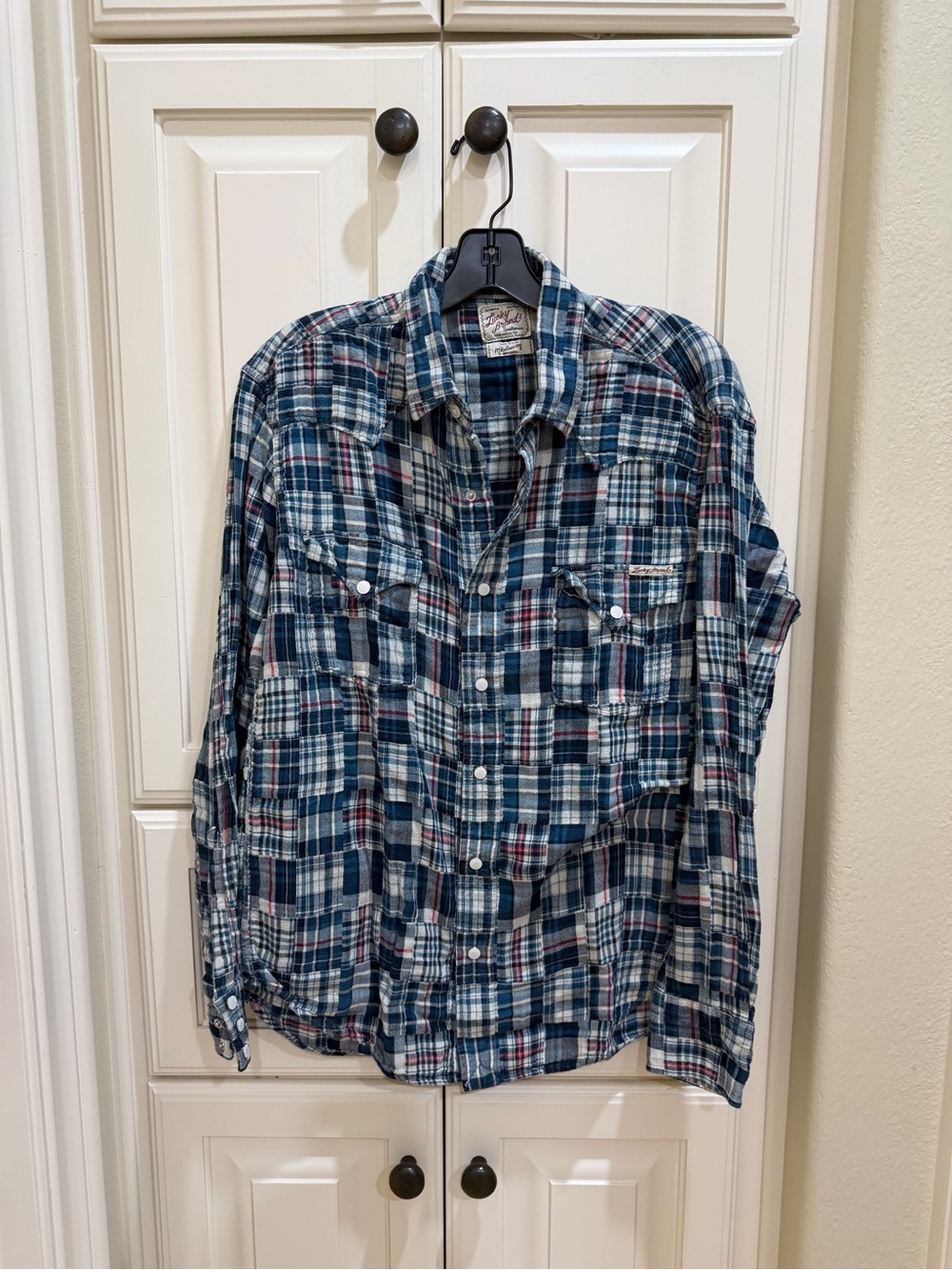 Lucky Brand Blue Plaid Button-Up Shirt - Casual Long Sleeve